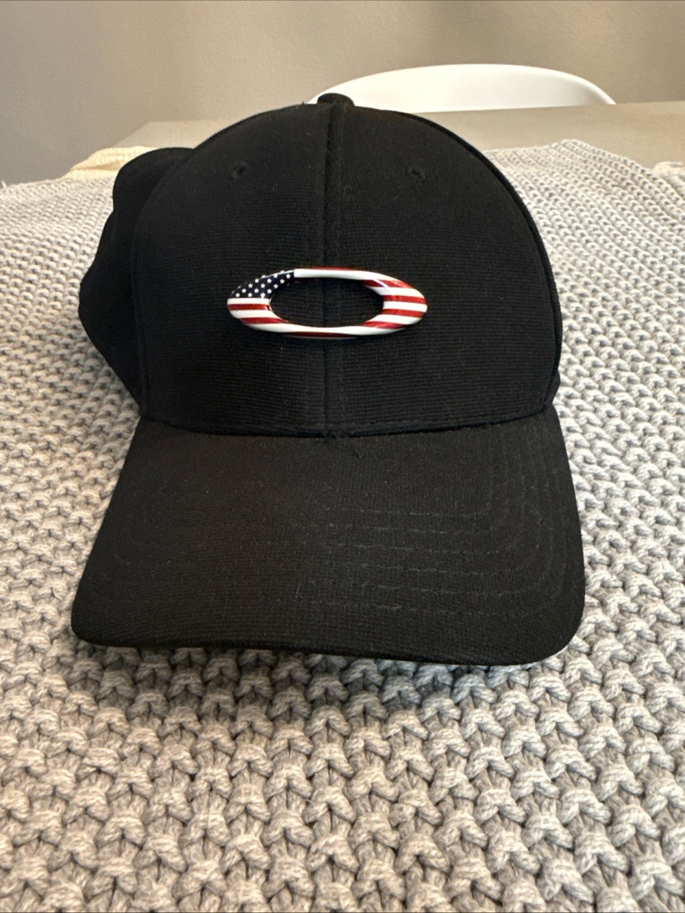 Oakley Black Baseball Hat with American Flag O Emblem